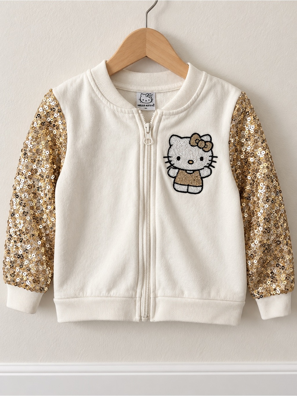 Hello Kitty Kids' Cream Jacket with Gold Sequin Sleeves